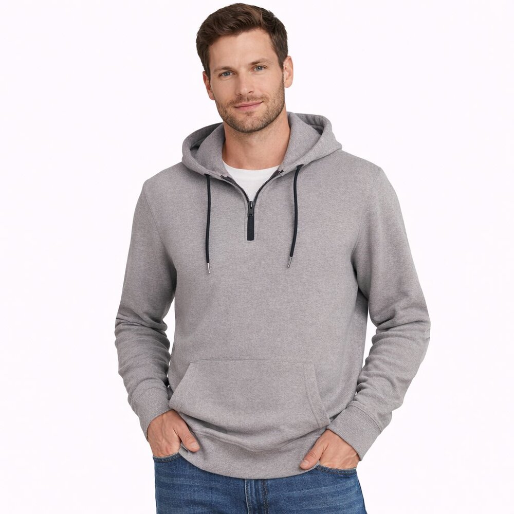 Threads 4 Thought Men’s Gray Half Zip Hoodie L Organic Cotton Blend Athleisure